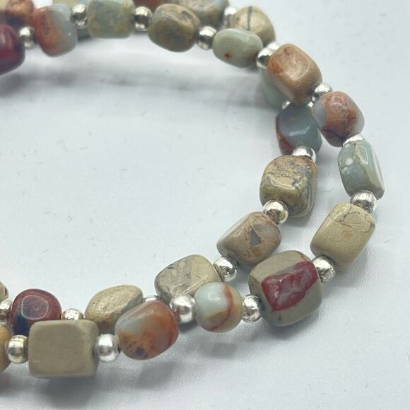 Creek jasper cube crystal beaded stretch bracelet ONE NEW reiki meditation yoga - Picture 2 of 7